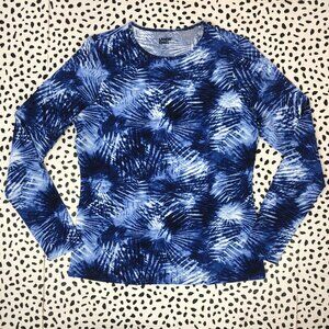Lands End Navy Blue Tie Dye Long Sleeve Crewneck SWIM TEE Pick Your Size!